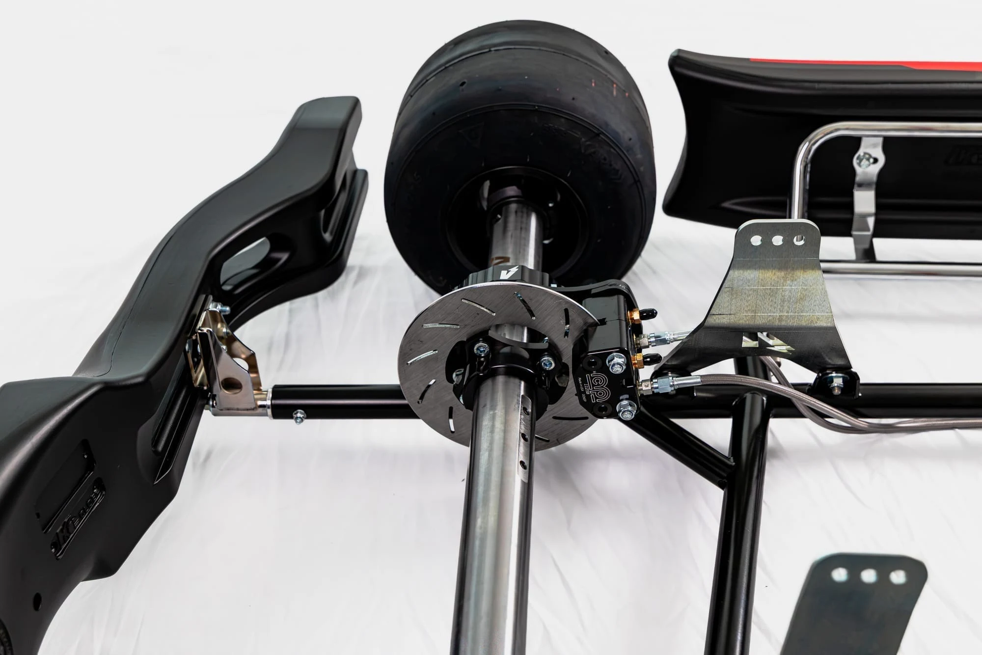 Rear brake disc and axle from above